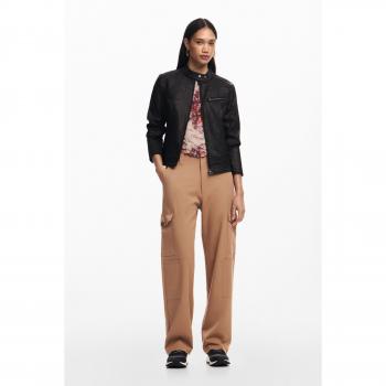 Desigual Women's Fluid Plain Cargo Pants - Beige, Size M, Fall/Winter Collection