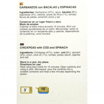 La cocina de Mamina Sara Garbanzos con Bacalao - 430 gr