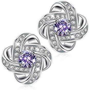 Alex Perry Pendientes Plata 925 Regalos para Mujeres Niñas Regalo Morado Joyas Personalizadas Día de San Valentín Día de la Madre Regalos de cumpleaños de Navidad para mamá Su Esposa Novia