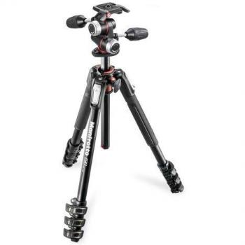 Manfrotto 190 Aluminum Tripod with 4 Sections and XPRO 3-Way Head