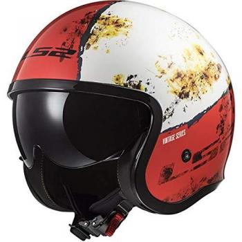 305992302 Casco Jet LS2 of599 Spitfire Rust White Red Blanco Rojo Talla XS