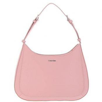 Chic Pink Shoulder Bag with Contrasting Details - Calvin Klein, Handbags, female, Pink, Size: ONE SIZE, Pink Polyester Handbag with Adjustable Shoulder Handle