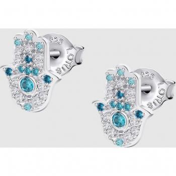 Pendientes Mano De Fátima Lotus Silver LP1989-4/4 Plata Circonitas engastadas Rainbow acabado brillo Mujer