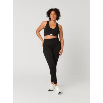 Seamless Ribbed Tights for Women - Black, Size L