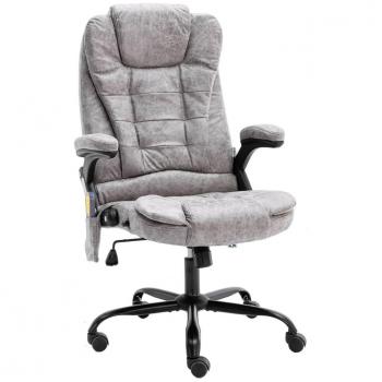 Silla de oficina de masaje de gamuza gris claro
