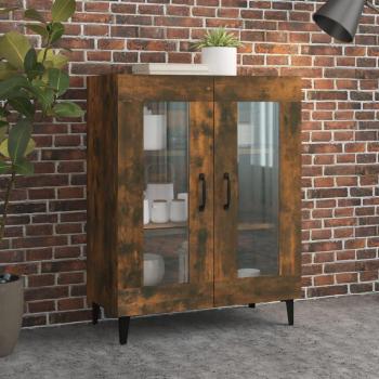 Aparador de madera de ingeniería 69,5x34x90 cm con puertas y cajón, mueble de almacenaje moderno para salón en color roble ahumado