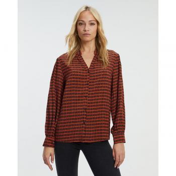 Paz Torras - Camisa de mujer estampada de manga larga y cuello mao