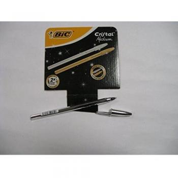 Bolígrafo BIC Cristal Plata con Tinta Negra y Punta de 0.11 mm