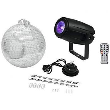 Eurolite 20000562 - Bola de Espejo con Motor y LED Pinspot, con 5 W - 4 en 1, Rgbw, 30 cm, Color Negro