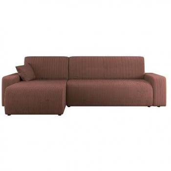 Sofá rinconero Shelton 102, función de descanso, caja de ropa de cama, 244x145x82cm