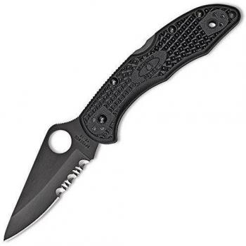 Spyderco Delica 4 Lightweight Folding Knife Black FRN Handle, Black Blade PS Blade C11PSBBK