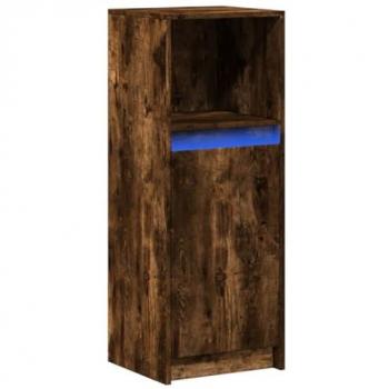Aparador con LED Madera Ingeniería Roble Ahumado 38x34x100 cm, Bufé, Armario de Almacenaje, Mueble de Almacenaje de Cocina