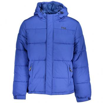 Chic Blue Hooded Jacket with Sleek Print - S