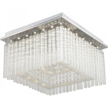 Plafoniera LED Vince, cromo, cristales de vidrio 36 cm