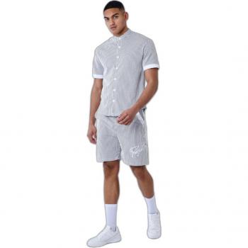 Bermudas Seersucker Project X Paris Gris y Blanco para Hombre