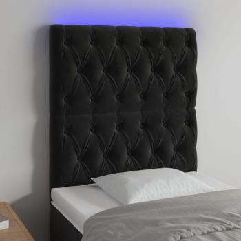 Cabecero LED Terciopelo Negro 80x7x111/128 cm con luces LED