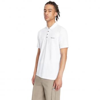 Armani Exchange Men's White Short Sleeve Polo Shirt - Slim Fit, Stretch Cotton, XL
