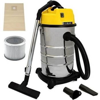 Aspiradora Industrial MAXBLAST 30L - Seco y Húmedo, 1400W, Filtro Doble con 4 Accesorios