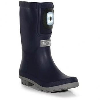 Regatta Kids' Fairweather Shine Waterproof Wellington Boots - Navy Storm Grey, Size UK 10