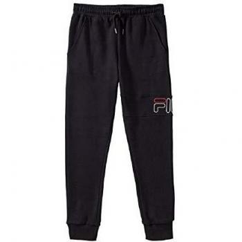 Pantalone Fila Uomo Nero in Felpa Stampa Laterale con Logo Outline 682864 XS