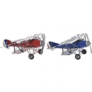Figura Decorativa DKD Home Decor Avión Vintage Rojo Azul Marino 45 x 38 x 16 cm (1 unidad)