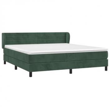 Cama box spring con colchón terciopelo verde oscuro 180x200 cm