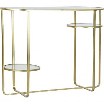 Consola de Metal con Espejo Dorado 102x36x79 cm - Modelo MB182552
