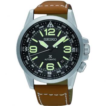 SEIKO MEN'S 42MM BROWN LEATHER BAND STEEL CASE AUTOMATIC ANALOG WATCH SRPA75K1