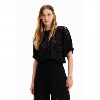 Desigual Black Polyester Flowy Batwing Sleeve Blouse - L