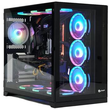 Talius Zeus Black Mid Tower Gaming PC Case with Tempered Glass, RGB Lighting, and USB 3.0