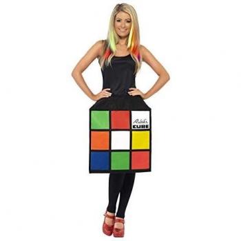 Disfraz de Cubo de Rubik 3D para Mujer, Vestido Multicolor Licenciado Oficial con Logo para Eventos Temáticos