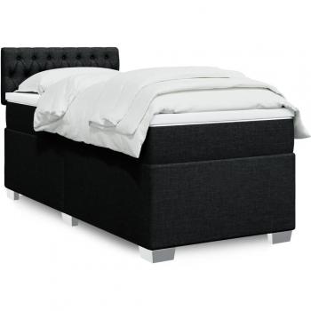 Cama box spring con colchón negro 100x200 cm en tela