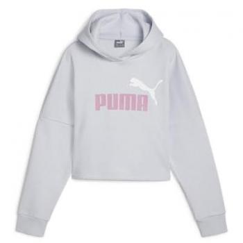 Sudadera casual Puma ESS Logo Cropped Hoodie para niña, modelo 671134-42, color morado, talla 15-16 años