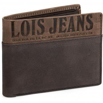 Lois - 12401 Cartera Monedero Billetero Tarjetero Hombre de Piel Genuina. Bicolor. Porta Monedas con Compartimento para Billetes y múltiples Ranuras, Color Marron Oscuro-Marron