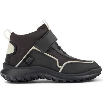 Botines de piel para niños Camper con velcro, color negro, suela a contraste y tecnología Primaloft