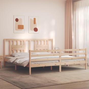 Estructura de cama con cabecero de madera maciza 200x200 cm color marrón vidaXL
