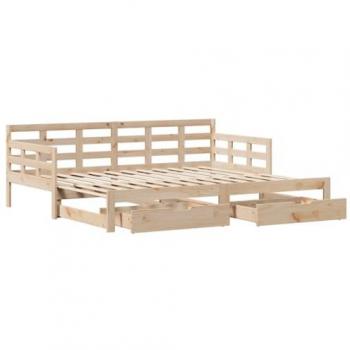Sofá cama nido con cajones de madera maciza de pino 90x200 cm, sofá cama, cama de pijamas, sofá cama con almacenaje, cama de invitados