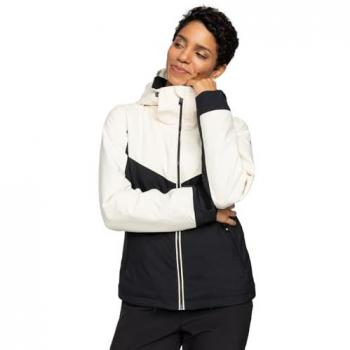 Roxy Chaqueta Free Jet Block con capucha, color blanco puro y negro, talla S, para mujer, en color Buttercream, diseño estándar