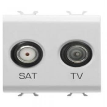 Toma de Corriente y TV SAT 2M Blanca Gewiss GW10383