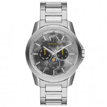 Reloj Armani Exchange® AX1736 - Mod. BANKS, diseño moderno, caja de acero inoxidable, correa de cuero genuino, esfera analógica con detalles en color plateado, resistencia al agua hasta 50 metros, movimiento de