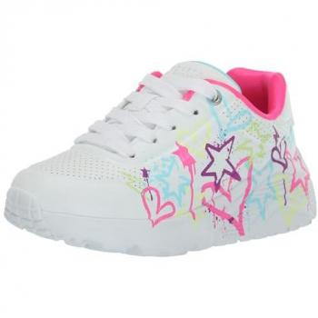 Zapatillas Niña Skechers Uno Lite - My Drip, color blanco con detalles en rosa y neón, modelo infantil, talla 33, material sintético