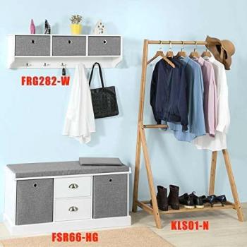 Banco Zapatero Armario Multifuncional SoBuy FSR66-HG con 2 cajones y 2 cestas, dimensiones L100 x P35 x H50cm, color madera gris