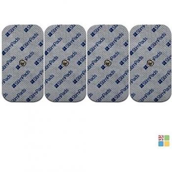 StimPads, 50X90mm, Pack de 4 Unidades de Alto Rendimiento, electrodos TENS - EMS de Larga duración con Conector Universal Tipo Pin de 2mm