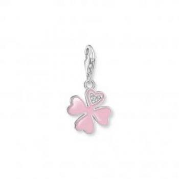 Colgante Charm Thomas Sabo Mujer Trébol Rosa con Piedras Blancas de Plata 2022-041-9