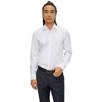 Camisa de Manga Larga Slim Fit para Hombre BOSS de Twill con Stretch, Color Blanco, Talla 42