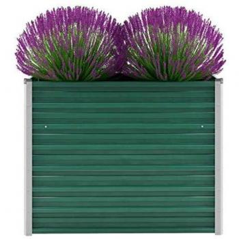 vidaXL Arriate de Jardín Acero Galvanizado 100x40x77cm Verde Florero Patio