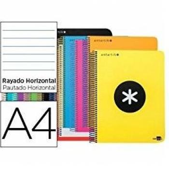 BLOC ESPIRAL LIDERPAPEL A4 MICRO ANTARTIK TAPA POLIPROPI LENO 120 H 100G HORIZONTAL 5 BANDAS 4 TALADROS COLORES SURT