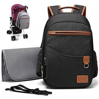Myhozee Mochilas de Pañales y Biberones, Mochila Maternidad Portatil con 3 Bolsillo Térmico para Biberones, Impermeable Bolsa Mochilade Pañales para Carrito de Bebé y Mamá