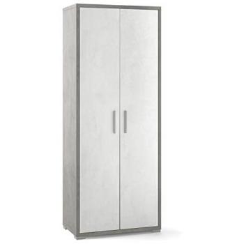 Armario Multiusos 2 Puertas Cemento Blanco y Gris 71x41x182 cm