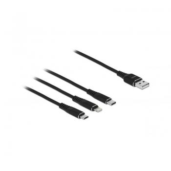 Cable de carga 3 en 1 USB-A a Lightning, USB-C y Micro USB, 30 cm
